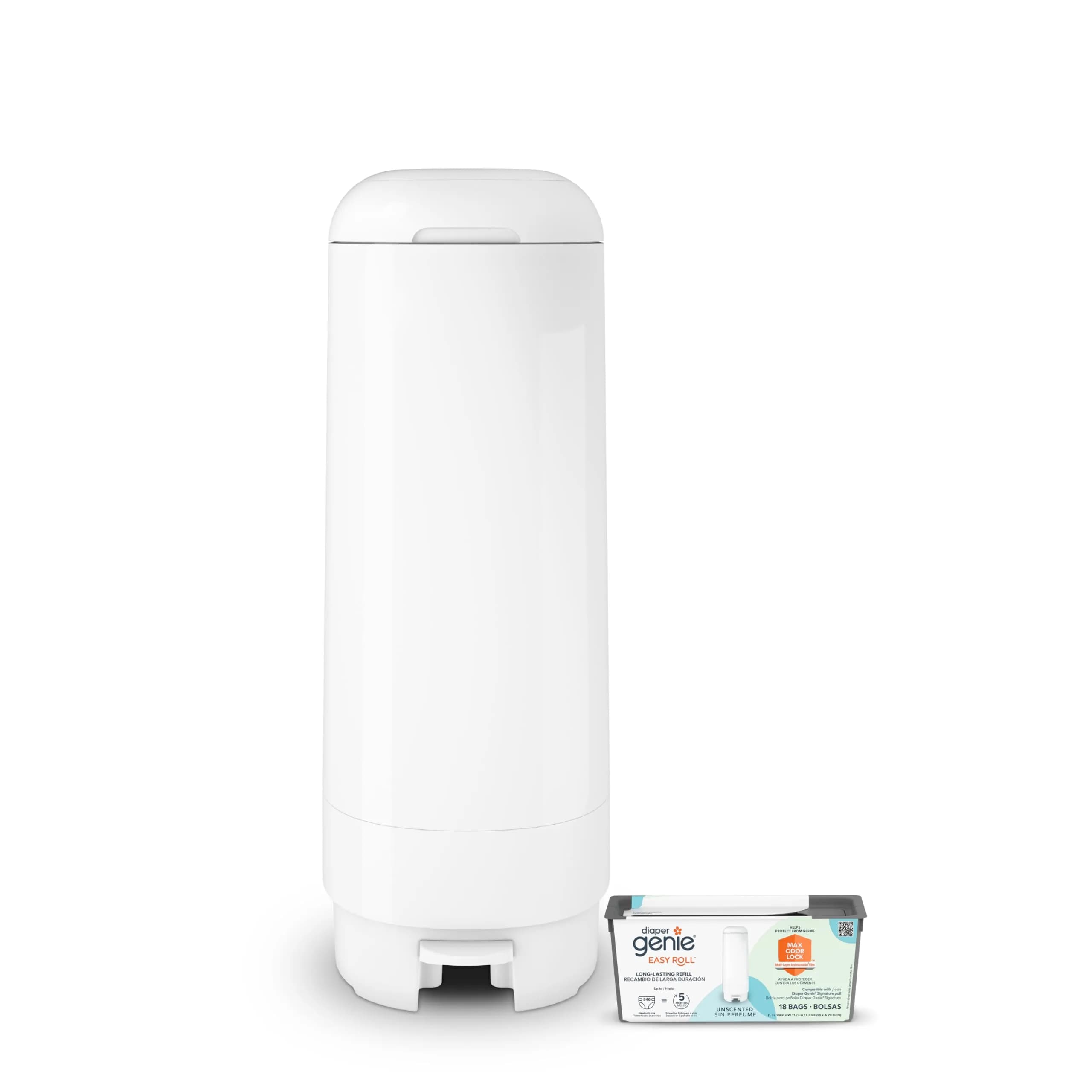 Diaper Genie Signature Pail with Refill | Odor Locking, Hands-Free, 846 Diapers Capacity - main product image