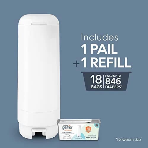 Diaper Genie Signature Pail with Refill | Odor Locking, Hands-Free, 846 Diapers Capacity thumbnail 2