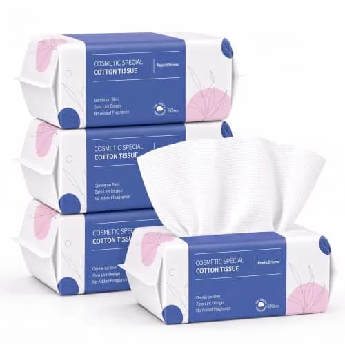 PoeticEHome Disposable Face Towels, 80 Count | Thick & Soft Cotton, Double-Sided for Daily Use thumbnail 1