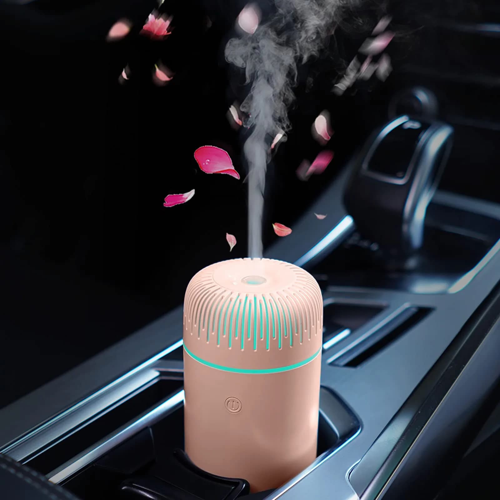 UrrSovv USB Car Diffuser Humidifier 100ml (3.38 Fl Oz) | Ultrasonic Cool Mist for Car & Home — Pink