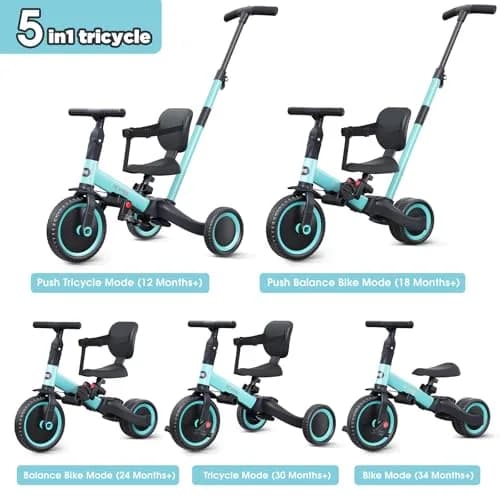 newyoo TR007 5-in-1 Tricycle for Toddlers 1-3 Years | ASTM & EN188 Approved Carbon Steel Frame thumbnail 2