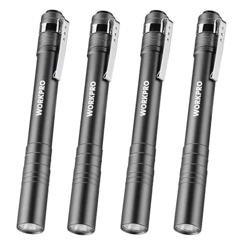 WORKPRO LED Pen Light, Aluminum Pen Flashlight with Clip, 4-Pack (30g/1.05 oz each) | Bright Inspection Light for Mechanics & Outdoor Use thumbnail 1