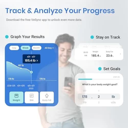 Etekcity Smart Scale for Body Weight, BMI, Body Fat, Bluetooth, Blue | Weigh Scale thumbnail 4