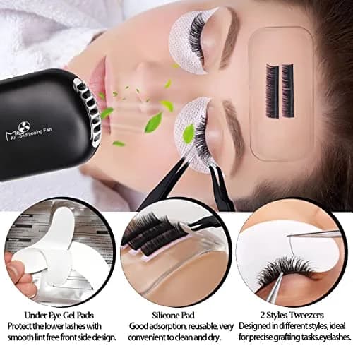 QUKLOGEN Professional Eyelash Extension Kit with D Curl Lashes & USB Fan Dryer | 268 pcs thumbnail 5