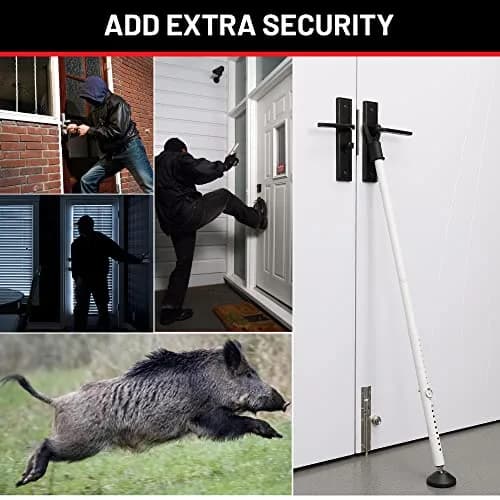 Keplrend Security Bar Door Stopper 2 Pack, Adjustable 29-51 inch, White | Heavy Duty Metal for Sliding Doors thumbnail 2