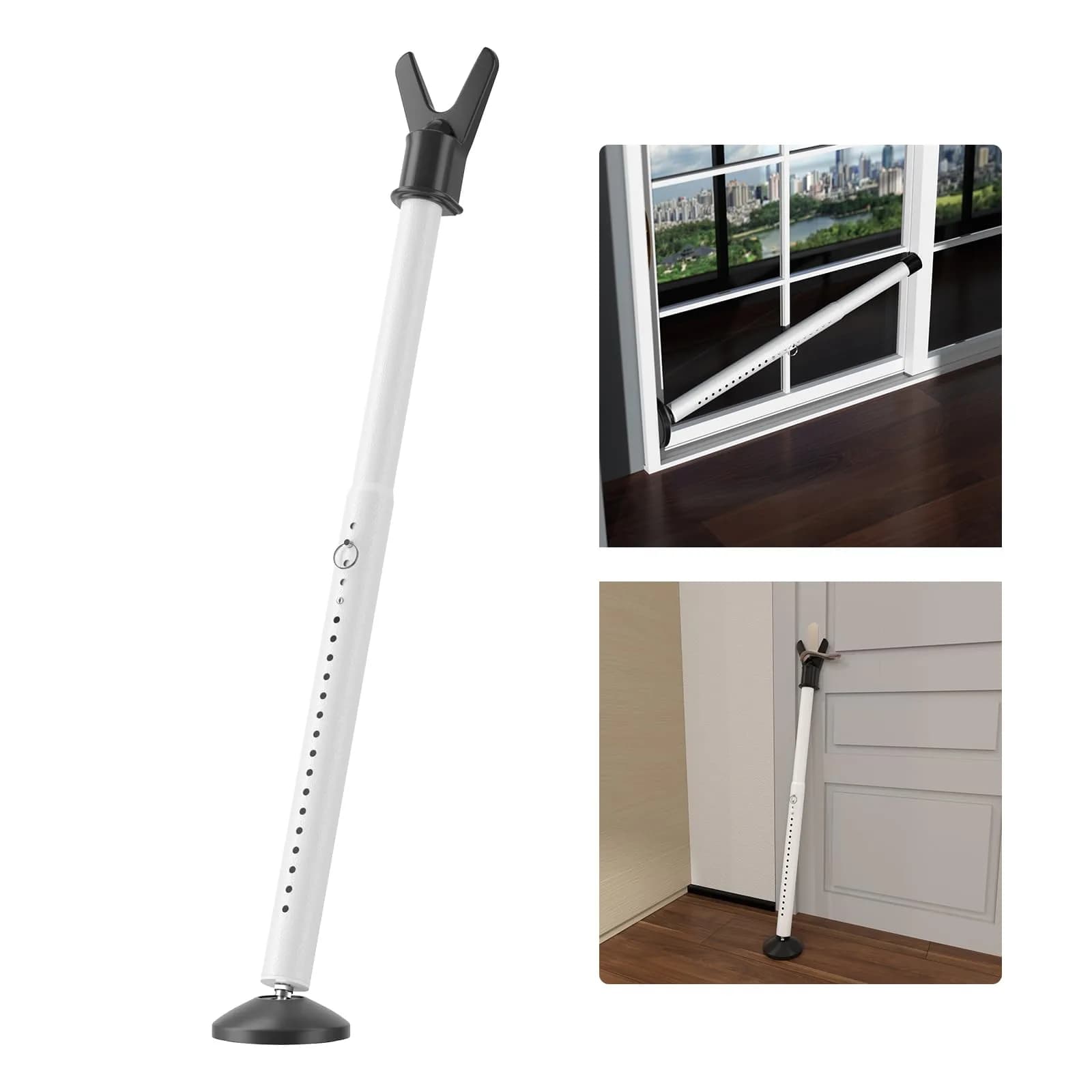 Keplrend Security Bar Door Stopper 2 Pack, Adjustable 29-51 inch, White | Heavy Duty Metal for Sliding Doors — 1 Piece