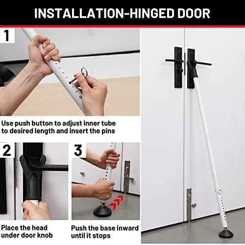 Keplrend Door Security Bar 1 Pack, Adjustable 51 Inch | Heavy Duty Door Stopper for Home Security thumbnail 6