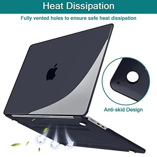 Teryeefi MacBook Air 13.6 Inch Case with Keyboard Cover & USB Adapter | Crystal Black Hard Shell for M2/M3/M4 Chip (A2681/A3113/A3240) thumbnail 5