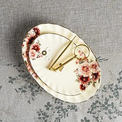 fanquare 2 Tier Vintage Floral White Porcelain Cupcake Stand | Elegant Serveware for Parties & Events thumbnail 5