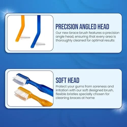 AIM DENTAL SUPPLY Toothbrush for Braces, Soft Head V-Trimmed Design 2-Pack | Orthodontic Cleaning with Soft Bristles thumbnail 7