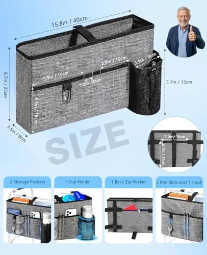 Rhino Valley Walker Basket with Cup Holder | Foldable Walker Bag for Seniors, Durable Polyester, Fits Most Walkers thumbnail 7