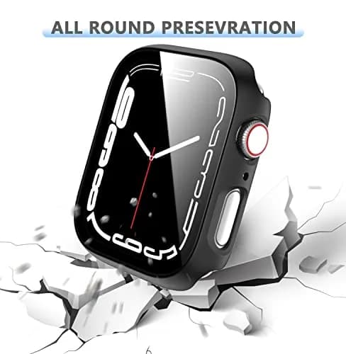 Rontion 6 Pack Hard PC Case with Tempered Glass Screen Protector Compatible with Apple Watch Series 9 8 7 41mm | Full Protective Bumper Cover thumbnail 4