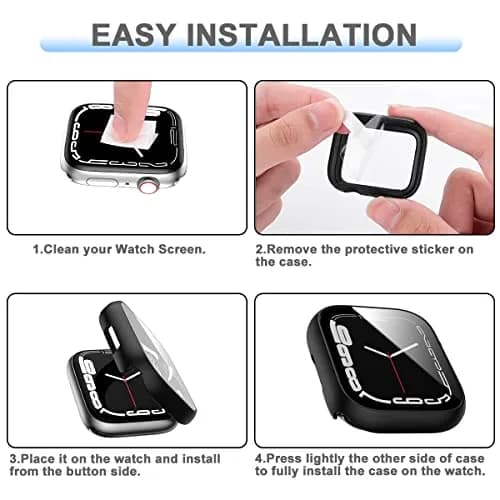 Rontion 6 Pack Hard PC Case for Apple Watch 44mm SE 3/SE 2/ Series 6/SE/5/4 with Built-in Tempered Glass Screen Protector thumbnail 6