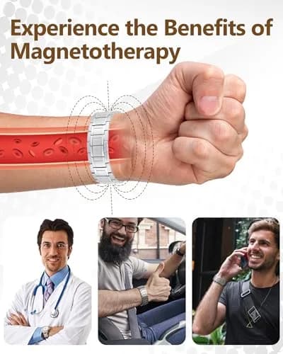 Feraco Magnetic Bracelet for Men Titanium Steel 21.7cm (8.54in) | 3500 Gauss Magnets thumbnail 3