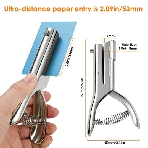 Rikolto Heavy Duty Single Hole Punch 8mm (5/16") Silver | Punches up to 20 A4 Sheets thumbnail 2