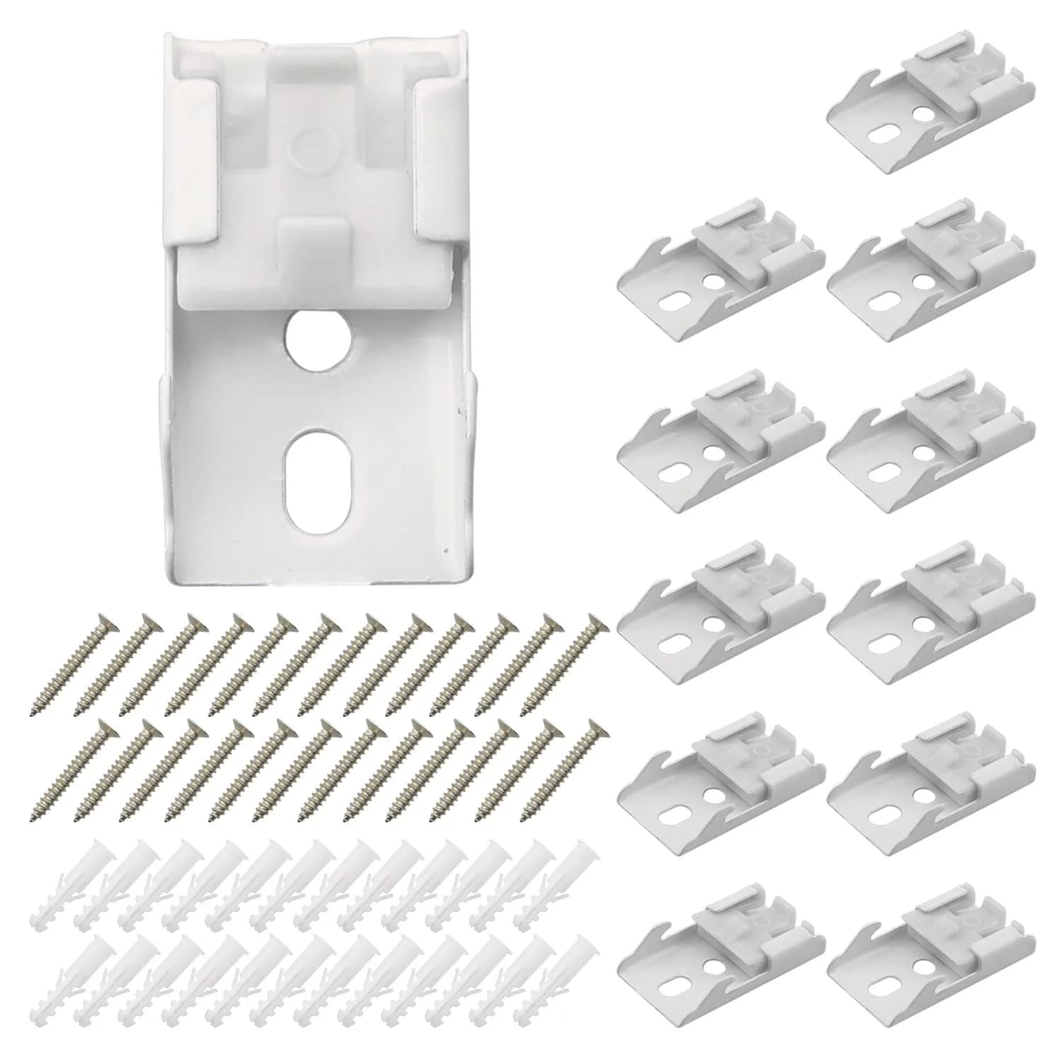 MEETOOT 12pcs Curtain Track Mounting Bracket White Ceiling Mount Brackets 36mm Support Load 3kg - main product image