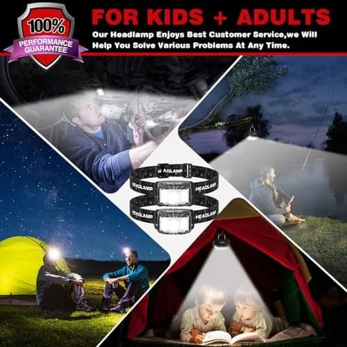 KIDECCE Headlamp Rechargeable 2000 Lumens | 16 Modes, IPX6 Waterproof, Lightweight, 2 Pack thumbnail 7