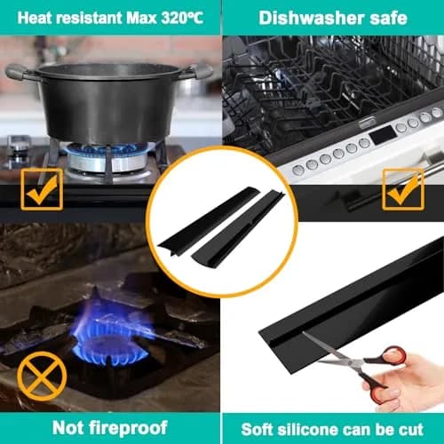 CARGEN Silicone Stove Counter Gap Cover Filler 25 Inch Black | Heat Resistant 320°C, Dishwasher Safe, Cut-to-Fit thumbnail 4