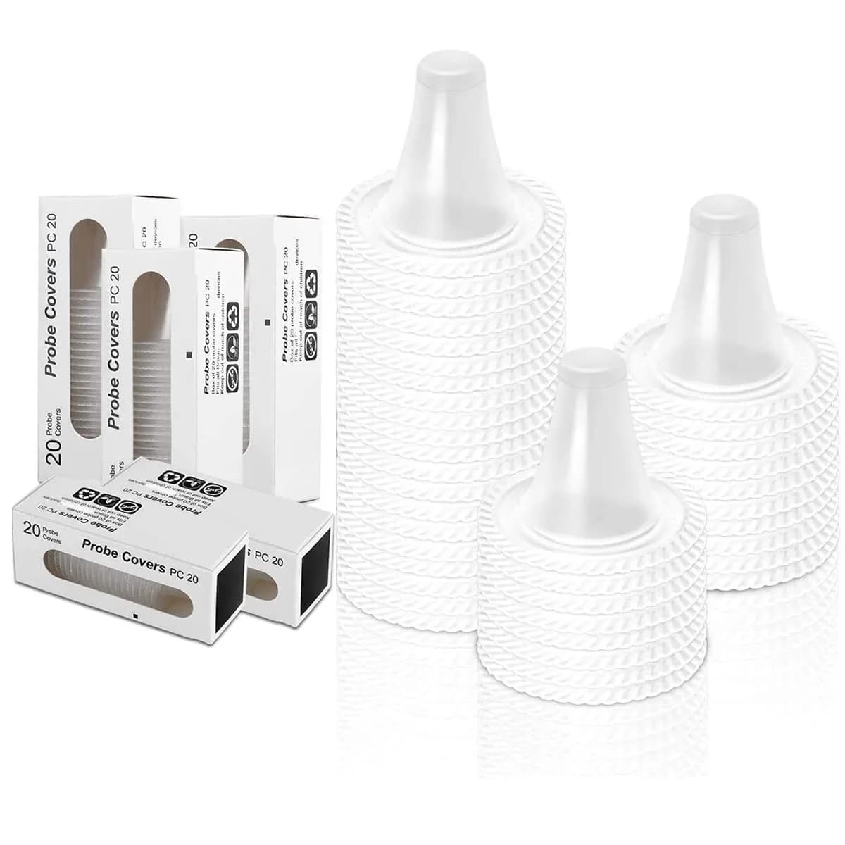 mozeeda 400 Pack Disposable Ear Thermometer Probe Covers | Protects Lens for Accurate Readings — off-white