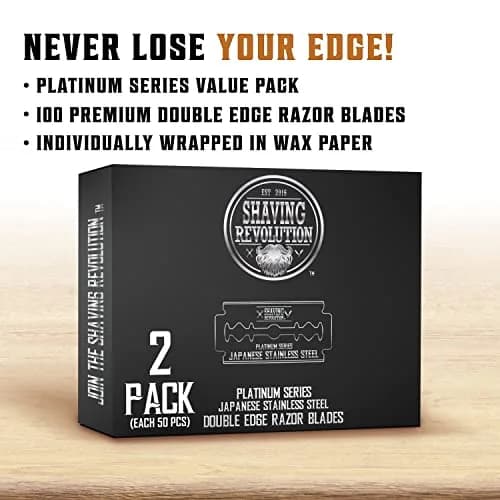 SHAVING REVOLUTION Double Edge Razor Blades 100 Count | Platinum Japanese Stainless Steel for a Precise, Smooth Shave thumbnail 2