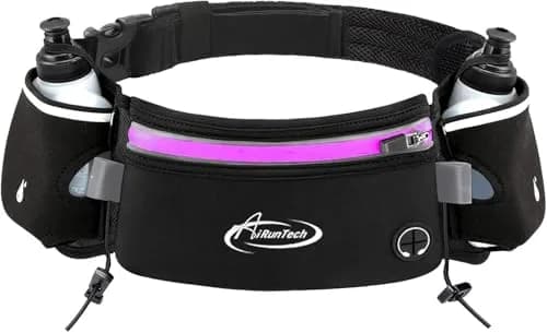 AiRunTech Hydration Running Belt with Bottles Zero Bounce Design for Running, Triathlon, Marathon, 10K, 5K, Trail Fit for Most Smartphones(2 * 300ml / 10OZ Bottle) thumbnail 1
