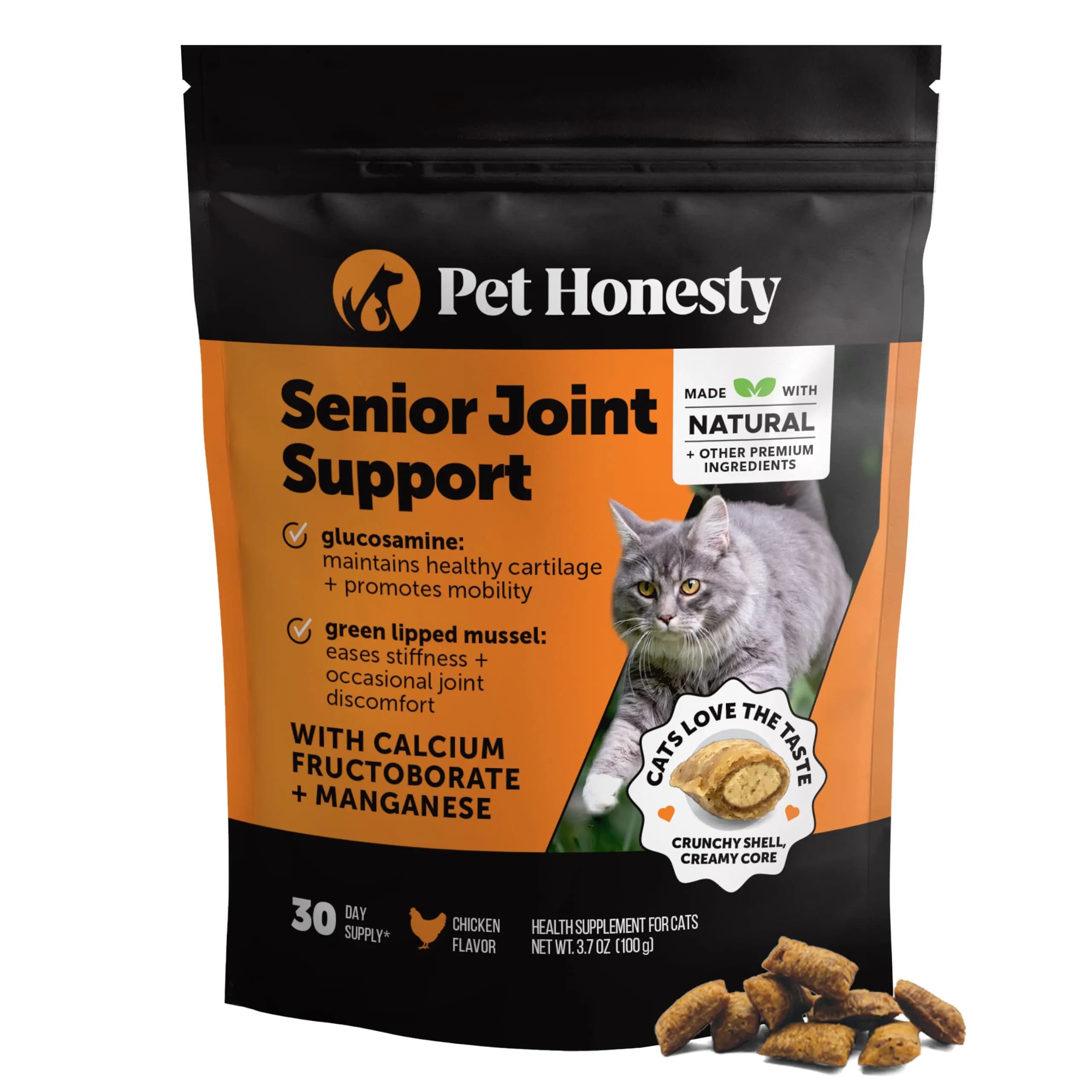 Pet Honesty Vet Backed Senior Cat Joint Supplement, Chicken, 300 Chews | Supports Mobility & Comfort - main product image