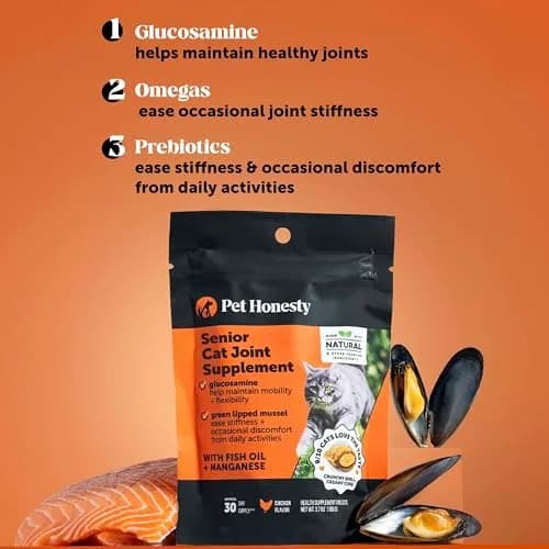 Pet Honesty Vet Backed Senior Cat Joint Supplement, Chicken, 300 Chews | Supports Mobility & Comfort thumbnail 3