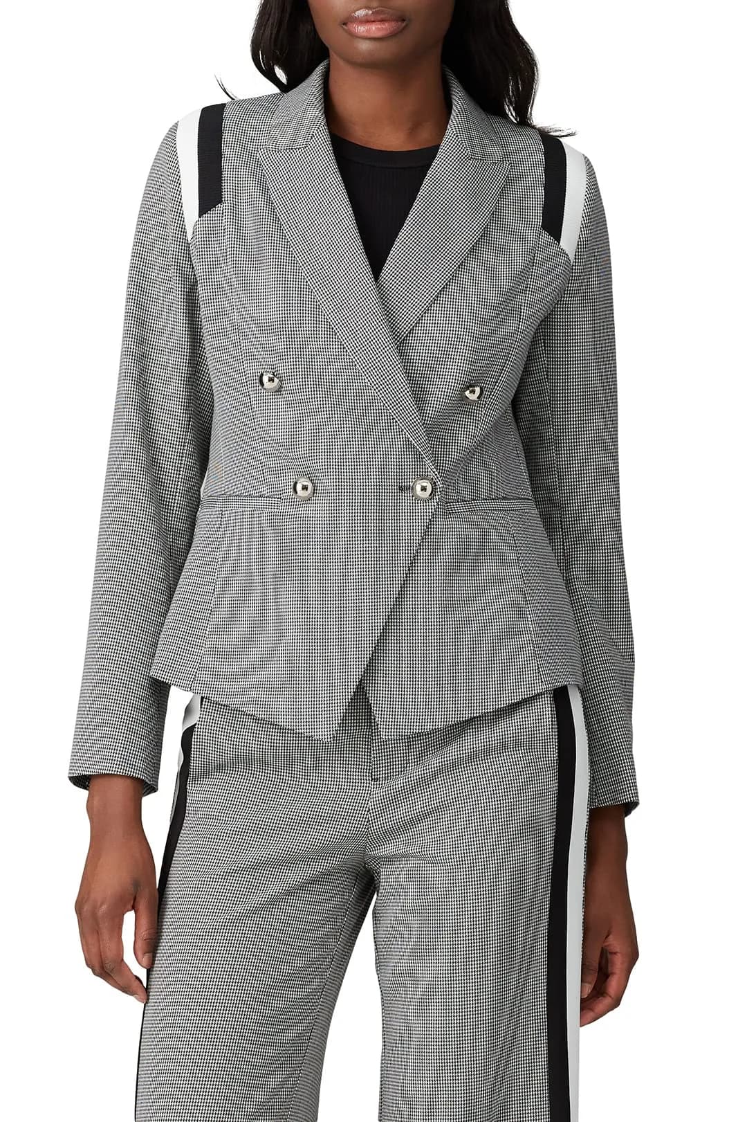Great Jones Blazer Plaid Varsity Stripe | Classic Fit, Grey, X-Small | Support Indian Business Casual