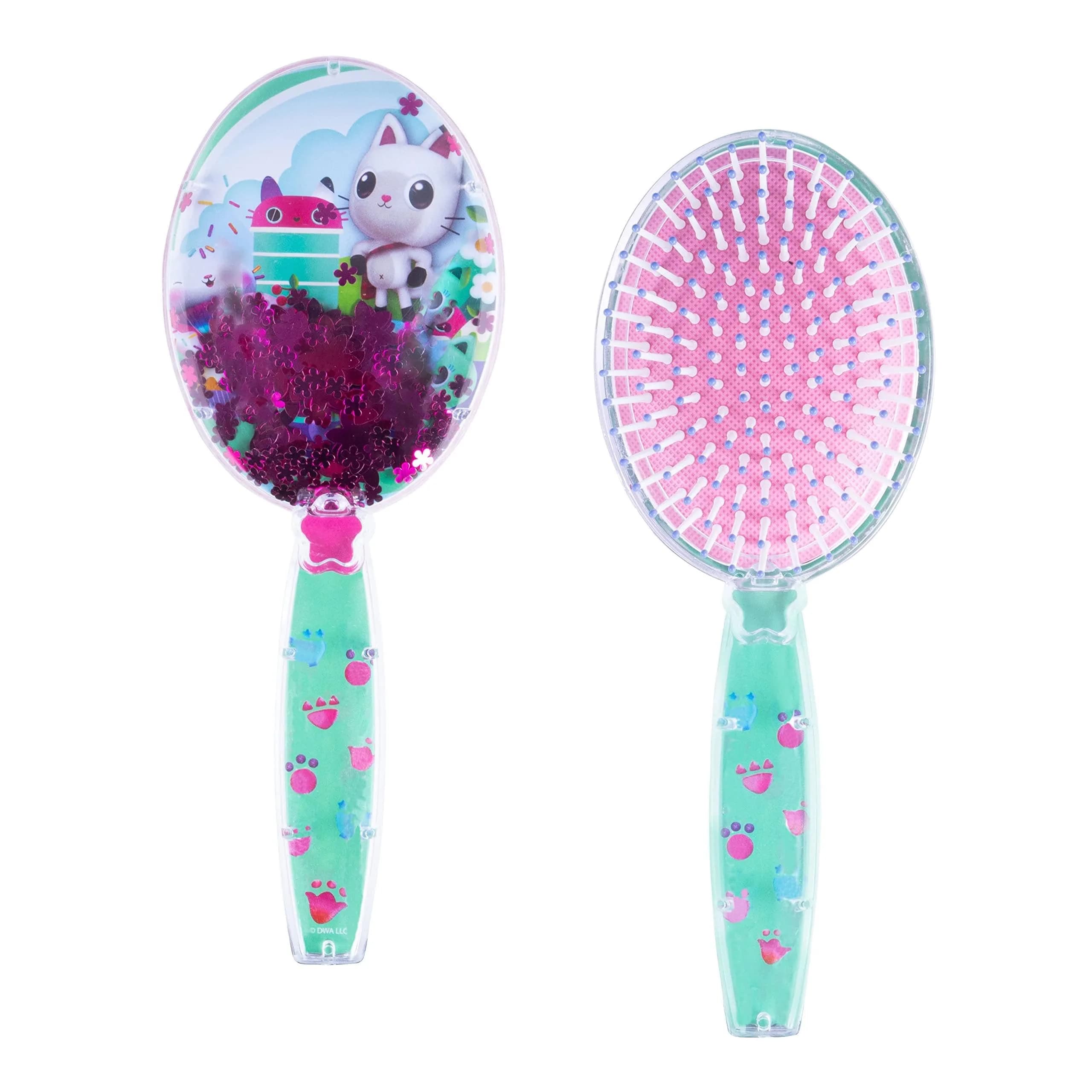 LUV HER Gabby's Dollhouse Confetti Hair Brush | Gentle Detangling Kids Hair Brush Ages 3+ — White - Green - Pink