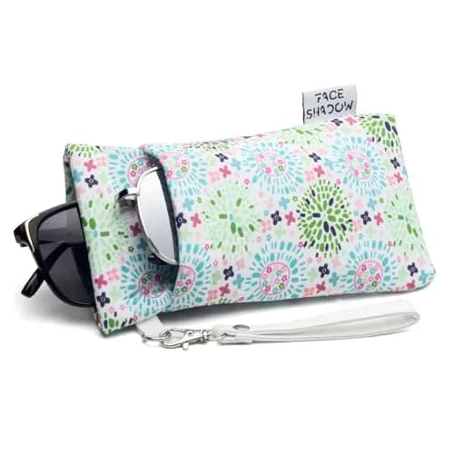Face Shadow Soft Eyeglass Case with Squeeze Top & Wrist Strap | Fits Two Pairs, Microfiber Lined thumbnail 1