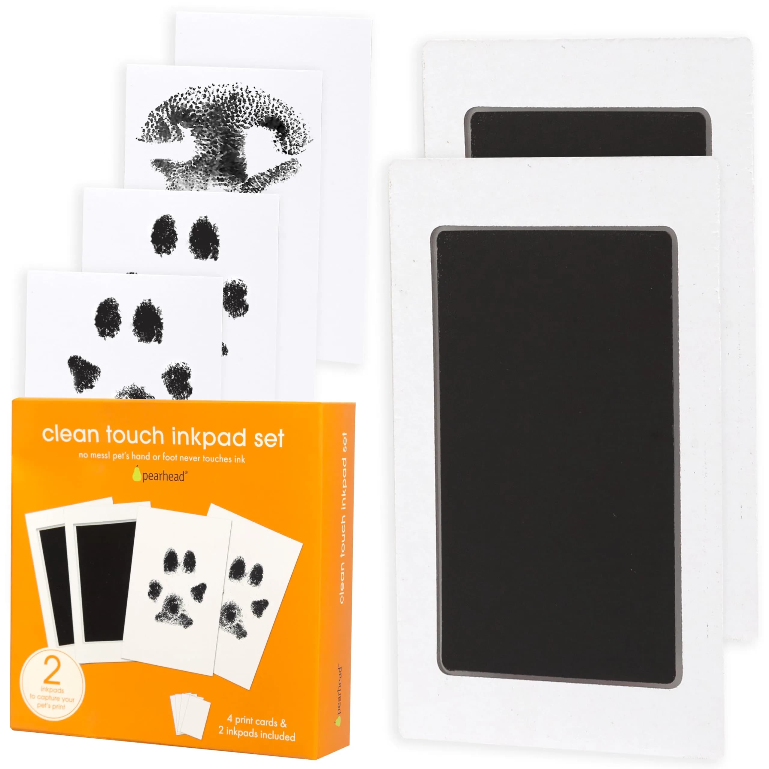 Pearhead Paw Print Clean-Touch Ink Pad Kit, Mess Free Inkless Pet Impression Kit, Safe for Cats and Dogs, Pack of 2