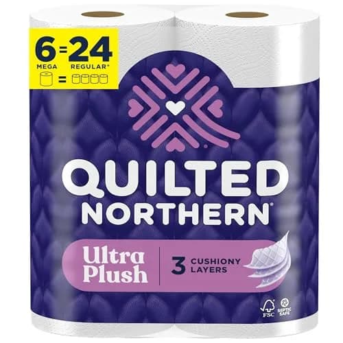 Quilted Northern Ultra Plush Toilet Paper, 6 Mega Rolls (1530 Sheets Total) | 3X Thicker, 3-Ply Soft Toilet Tissue thumbnail 1