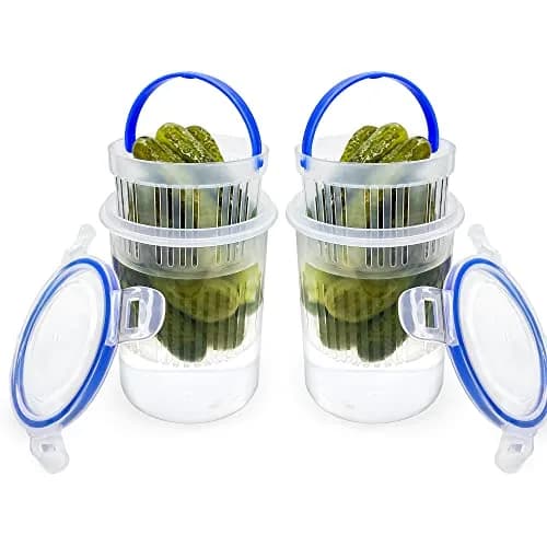 KIKINIKO Pickle Jar 24oz 2Pack | Leak Proof, Lock Lid, Suitable for Kimchi & Pickles thumbnail 1