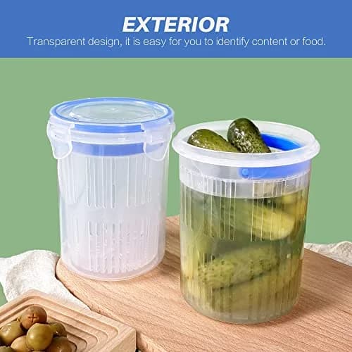 KIKINIKO Pickle Jar 24oz 2Pack | Leak Proof, Lock Lid, Suitable for Kimchi & Pickles thumbnail 6