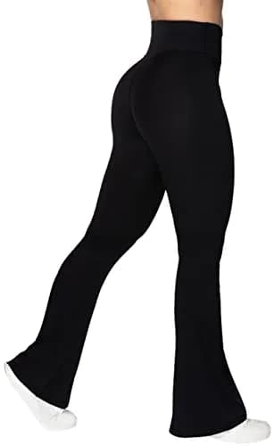 Sunzel Flare Leggings, Crossover Yoga Pants for Women with Tummy Control, High-Waisted and Wide Leg Black | Flared Yoga Pants for All Body Types thumbnail 5