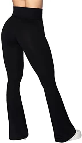 Sunzel Flare Leggings, Crossover Yoga Pants for Women with Tummy Control, High-Waisted and Wide Leg Black | Flared Yoga Pants for All Body Types thumbnail 2