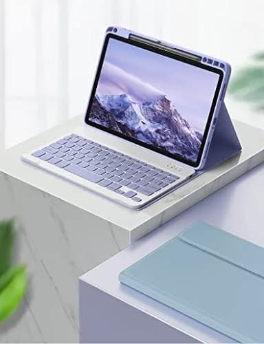 kaitesi Detachable Bluetooth Keyboard Case for iPad Air 11" (M3/M2) & Pro 11" (1st-4th Gen) with Pencil Holder - Misty Blue | Magnetic Color Keyboard thumbnail 8