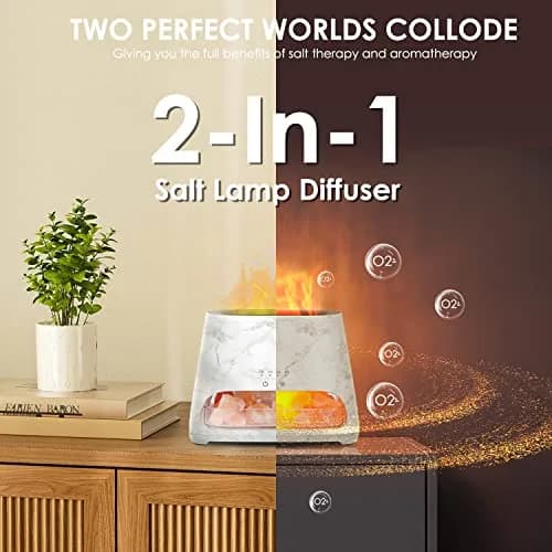 SALKING 2-in-1 Ultrasonic Aroma Diffuser & Himalayan Salt Lamp | Silent, Auto Shut-Off, 150ml thumbnail 3