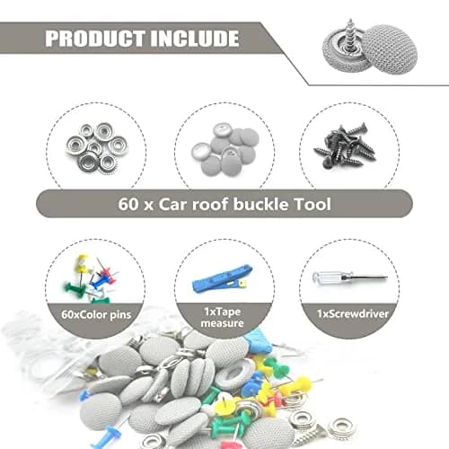 TEMI 60PCS Car Roof Headliner Repair Kit Off White Grid | Fix Sagging Car Ceilings thumbnail 3