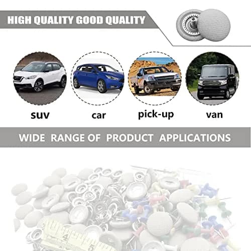 TEMI Grey Flannelette Car Roof Headliner Repair Kit with Installation Tool | 60PCS Universal Auto Interior Ceiling Cloth Fixing Buckles thumbnail 6