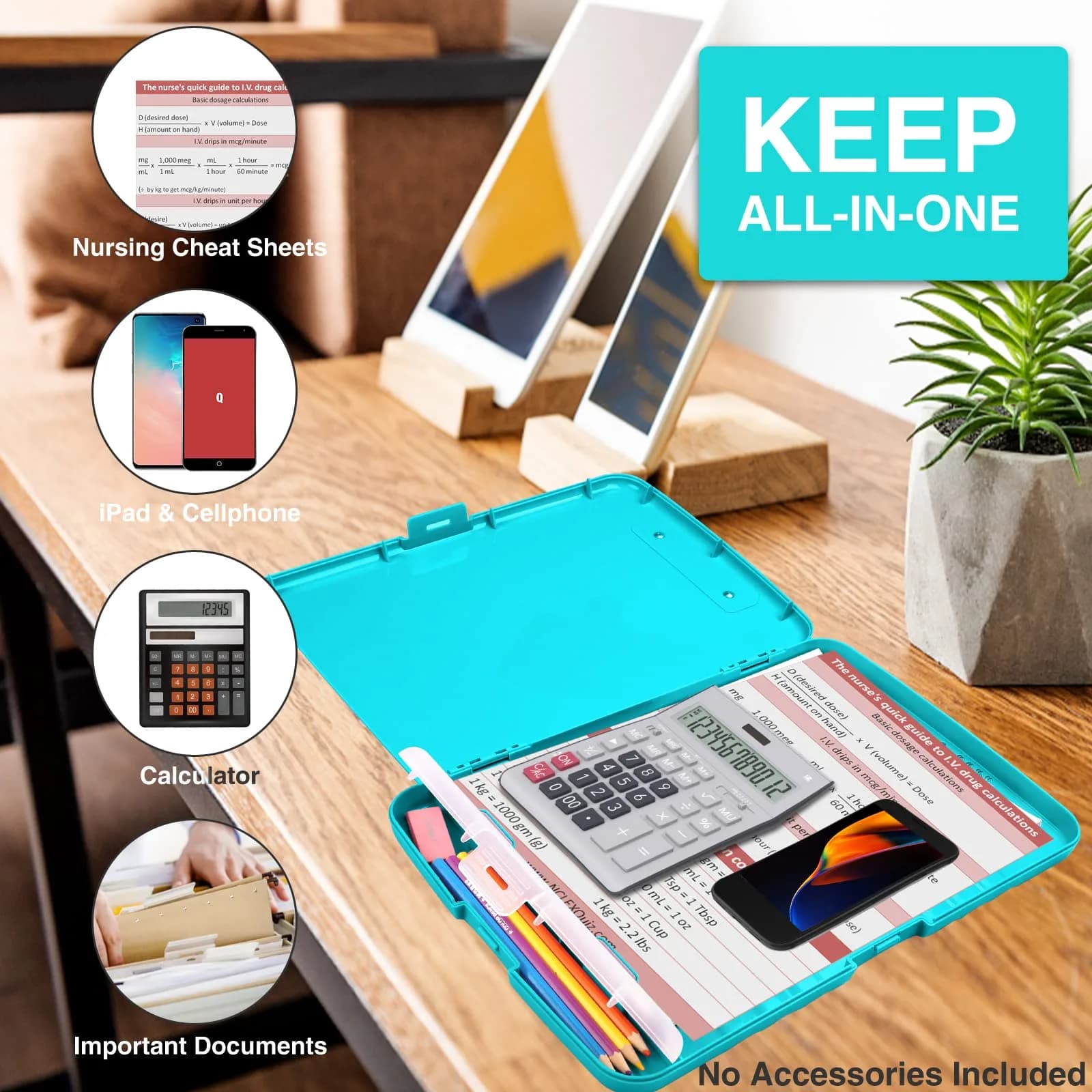 Sooez Storage Clipboard with Pen Holder, Heavy Duty Plastic Clipboard Folder for Nurses, Teachers, Work, School & Office Supplies (Light Blue, 8.5x11) thumbnail 3
