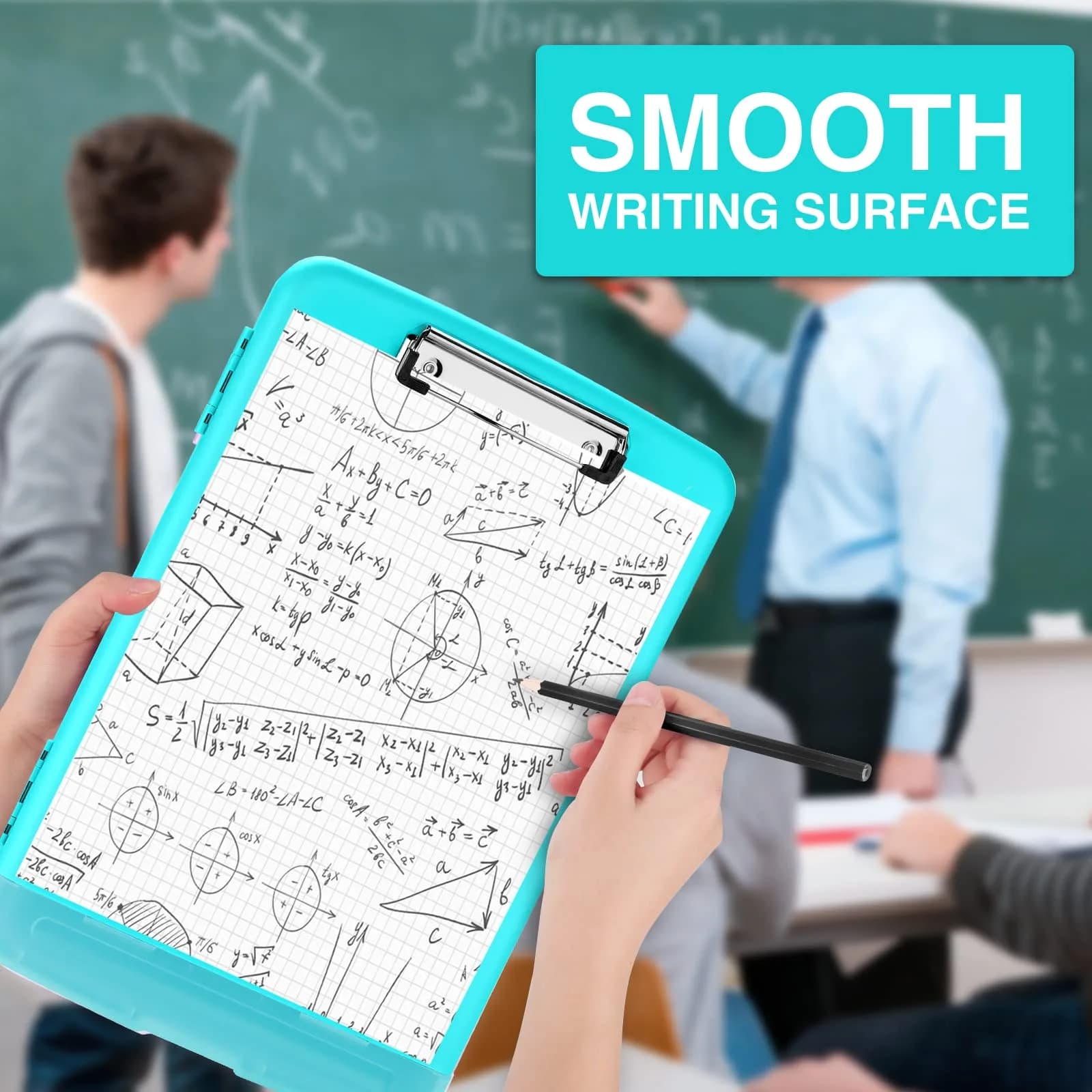 Sooez Storage Clipboard with Pen Holder, Heavy Duty Plastic Clipboard Folder for Nurses, Teachers, Work, School & Office Supplies (Light Blue, 8.5x11) thumbnail 4