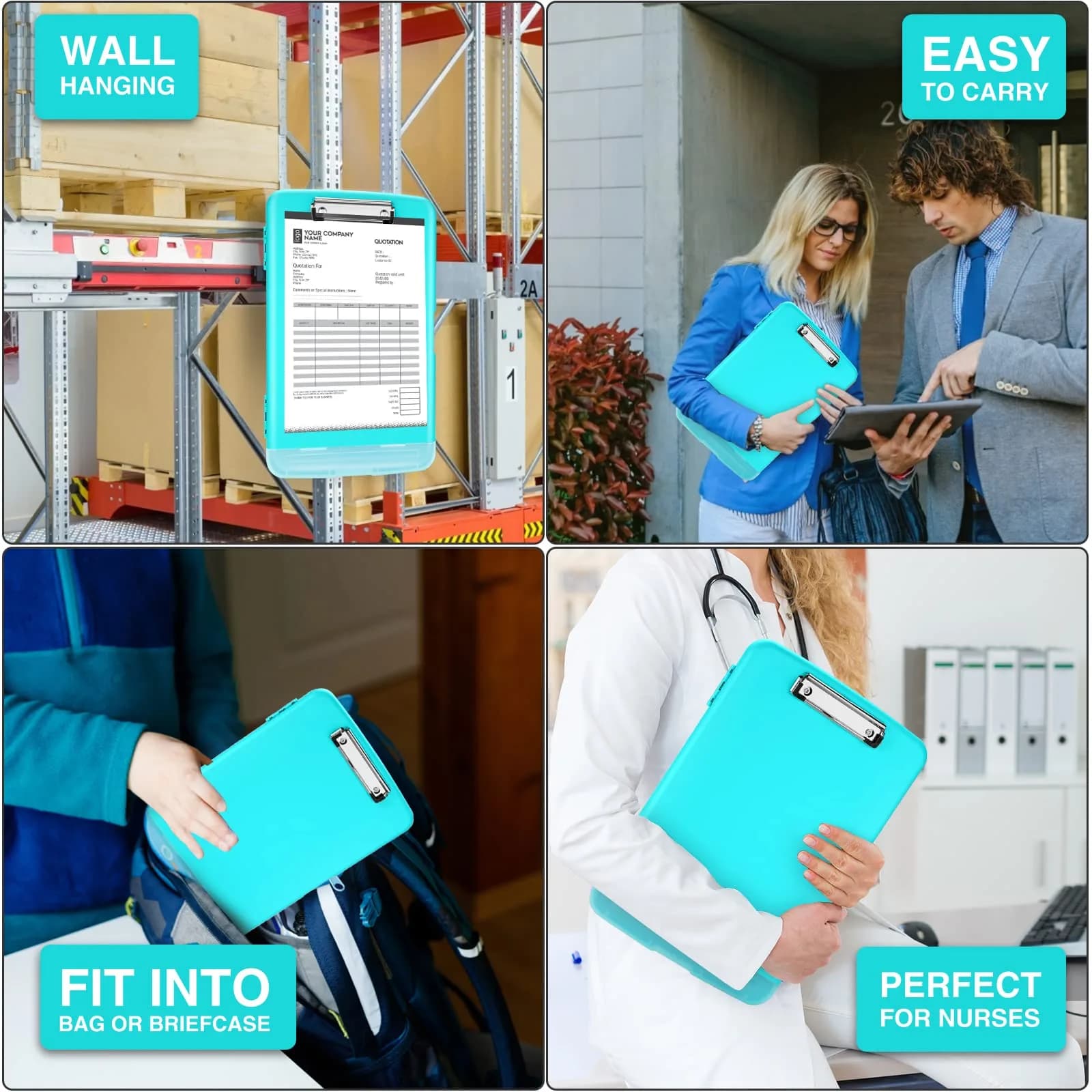 Sooez Storage Clipboard with Pen Holder, Heavy Duty Plastic Clipboard Folder for Nurses, Teachers, Work, School & Office Supplies (Light Blue, 8.5x11) thumbnail 5