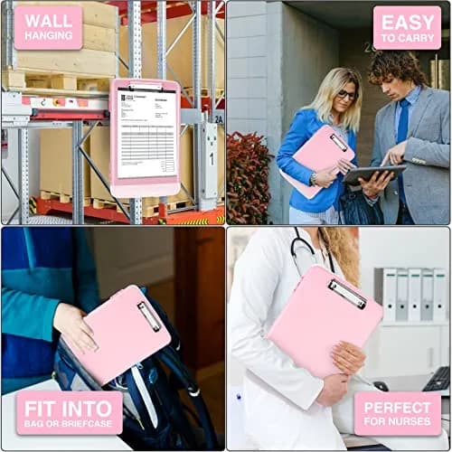 Sooez Storage Clipboard with Pen Holder & Compartments, 8.5x11 Letter Size, Light Pink | High Capacity for Students & Professionals thumbnail 6