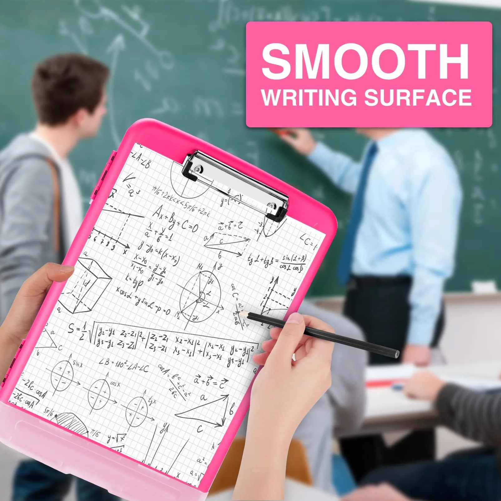 Sooez Storage Clipboard with Pen Holder, Heavy Duty Nursing Clipboard Folder, Plastic Clipboard for Women Teachers Work, School & Office Supplies (Rose Red, 8.5x11) thumbnail 4