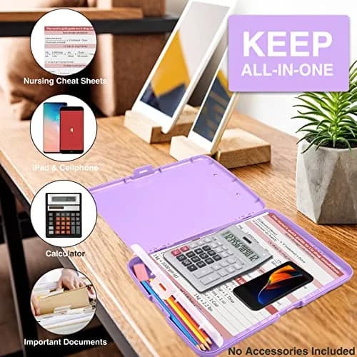 Sooez Storage Clipboard 34cm (13.4") Light Purple | High Capacity with Pen Holder for Students & Teachers thumbnail 5