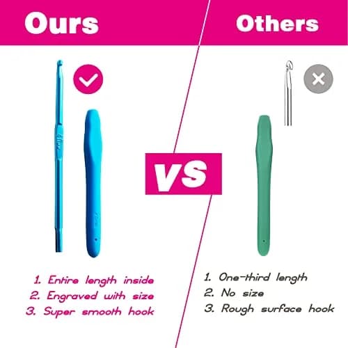YOJOB Ergonomic Crochet Hooks Set (4mm, 4.5mm) | Smooth Aluminum Metal with Soft Grip thumbnail 3