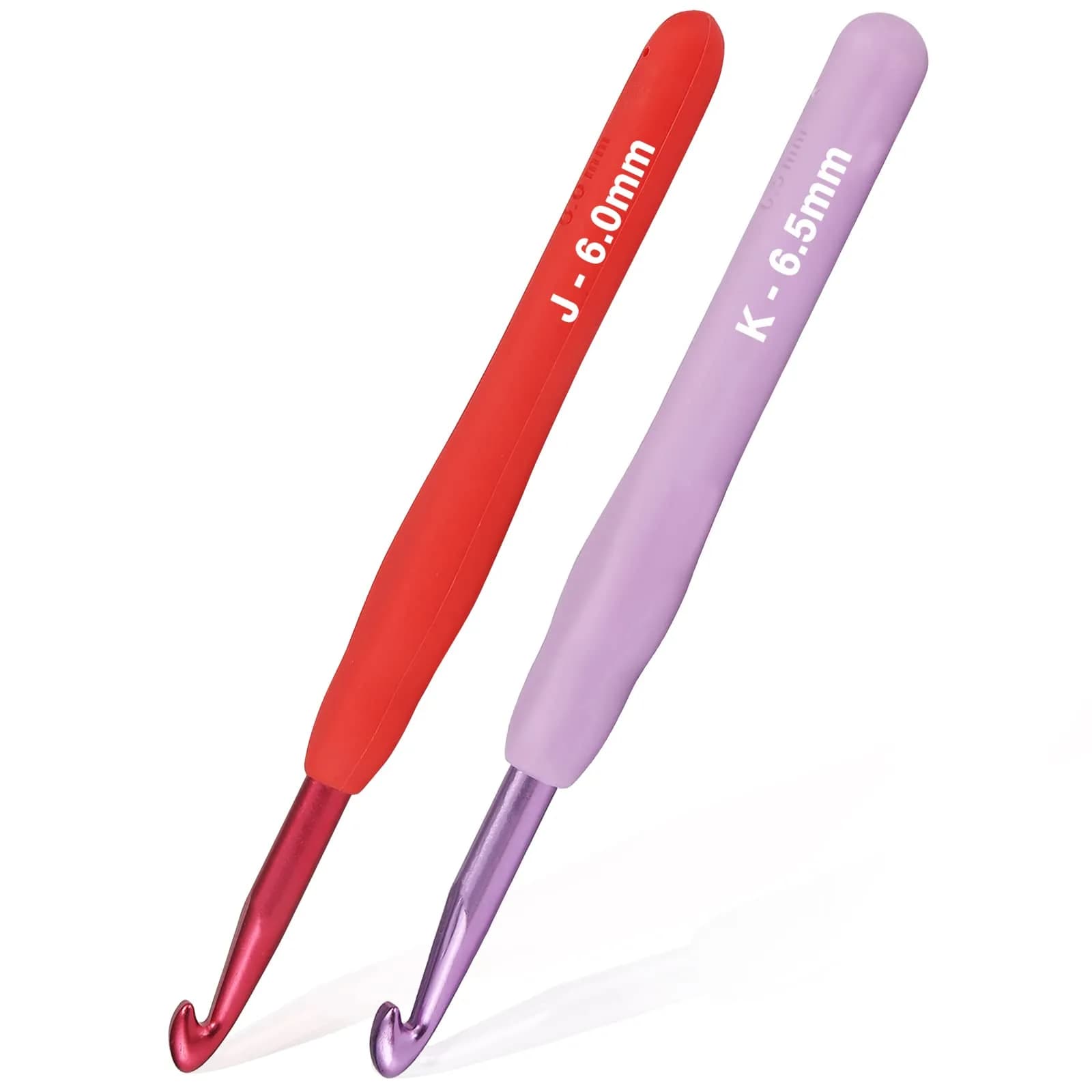 YOJOB Ergonomic Crochet Hooks Set (7mm, 8mm) | Smooth Aluminum Metal with Soft Grip — 6 mm