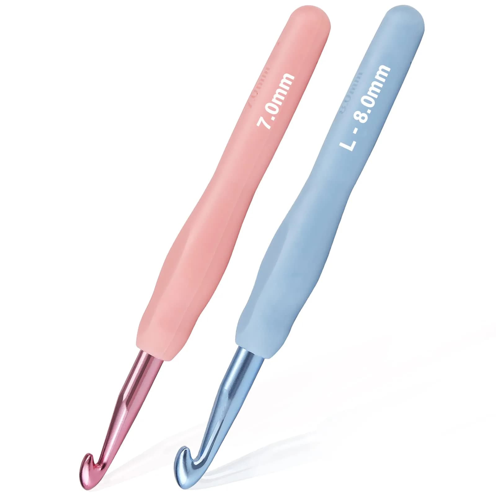 YOJOB Ergonomic Crochet Hooks Set (7mm, 8mm) | Smooth Aluminum Metal with Soft Grip - main product image