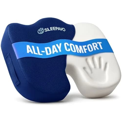 Sleepavo Office Chair Cushion, Seat Cushion for Tailbone Pain Relief Butt | Memory Foam, Navy Blue thumbnail 1